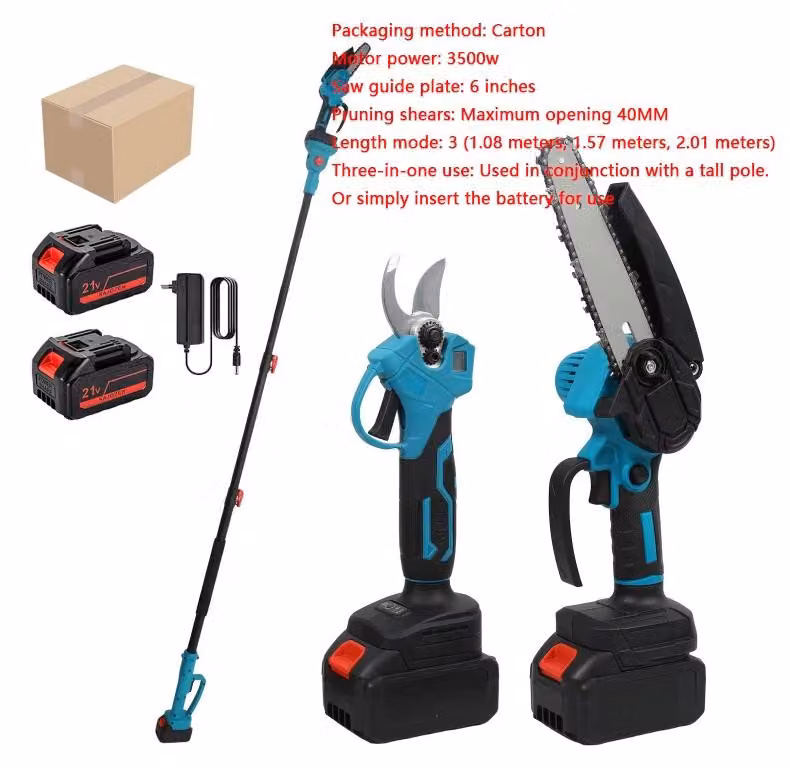 Troncatrice a batteria 2-in-1 e mini motosega - Lame da 20 cm - Motore da 800 W senza spazzole - Estensione fino a 3 metri - Batteria inclusa - Modello G