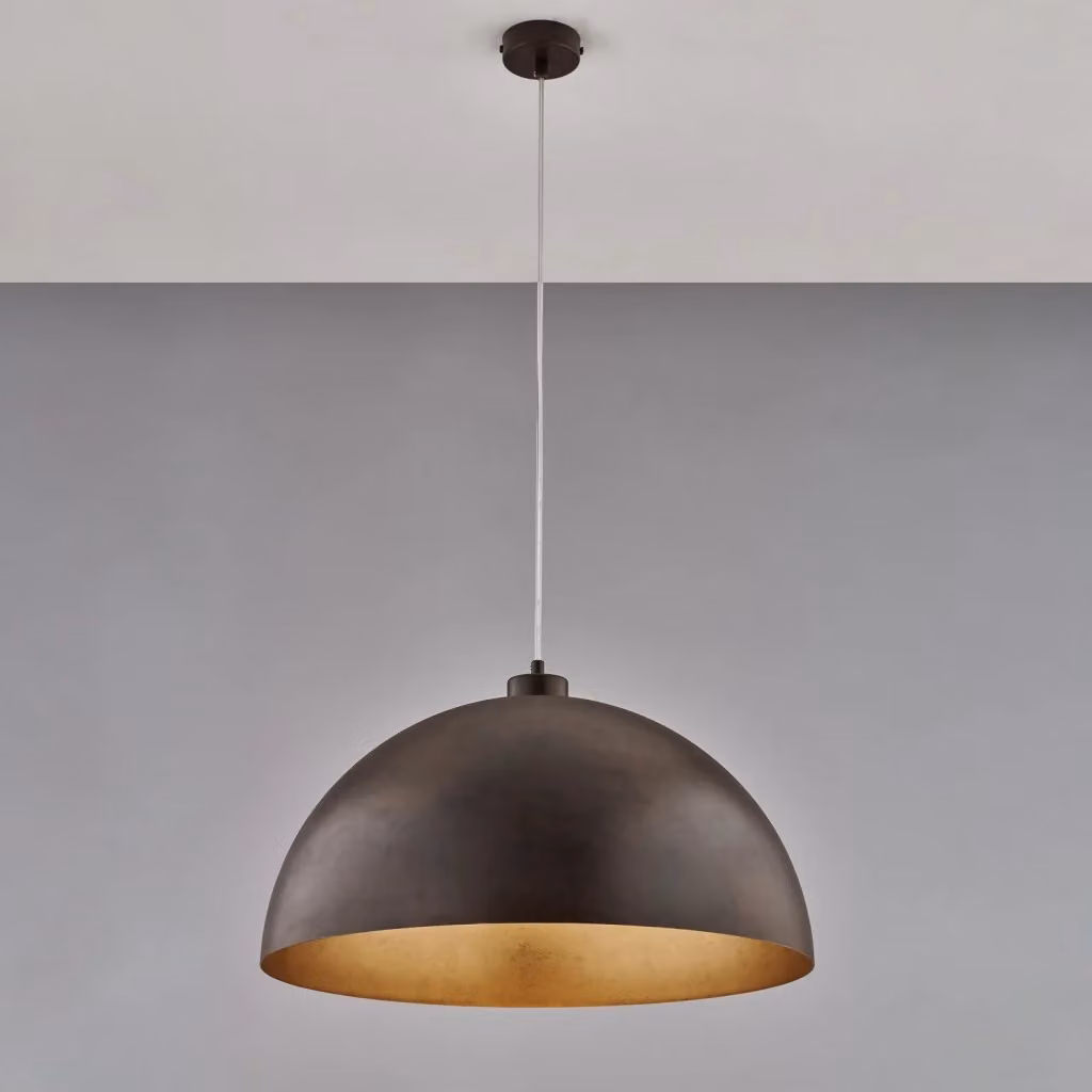 Lampada a sospensione industrial Marcus di Belight in metallo color marrone e oro con diametro 50 cm – 2