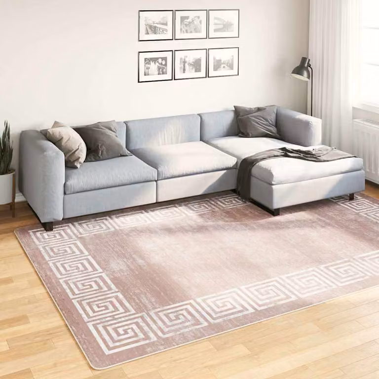 Tappeto lavabile moderno vidaXL in poliestere, beige e rosa, L: 190 cm x P: 300 cm