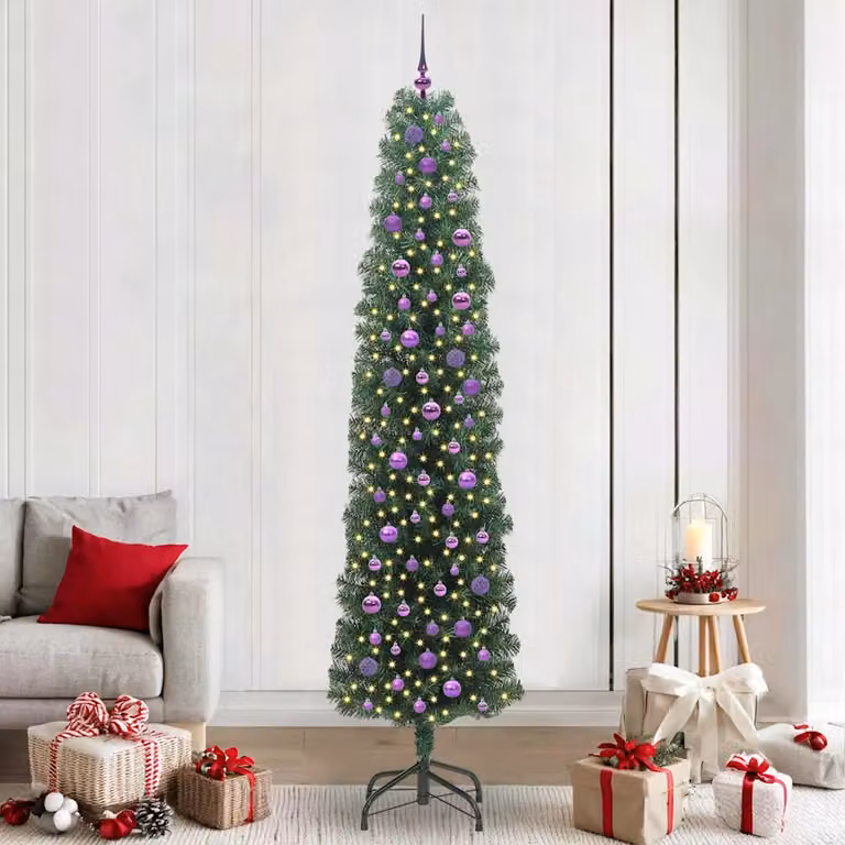 Albero di Natale artificiale moderno vidaXL verde con 300 LED luce bianca calda, Altezza: 240 cm