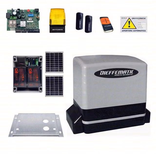 KIT KV6 AUTOMAZIONE X CANCELLO SCORREVOLE AUTOMATICO 24V CON SUNPOWER 2 BATTERIE