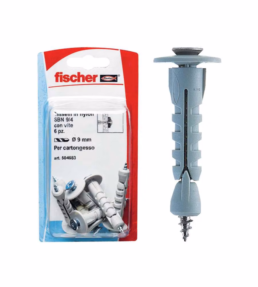 Fischer Tasselli cartongesso SBN 9/3 K con occhiolo chiuso (6 Pz.)