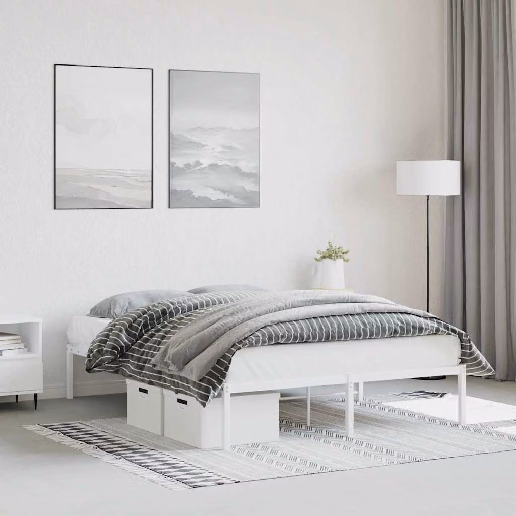 vidaXL Giroletto in Metallo Bianco L: 142 cm, P: 196 cm