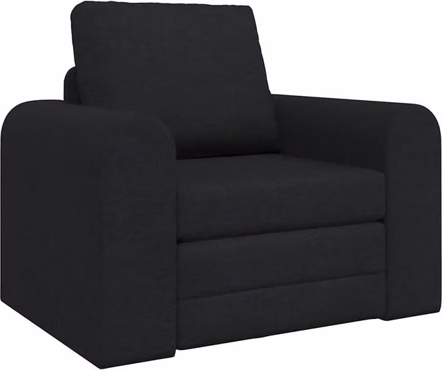 Divano letto singolo moderno in tessuto nero con braccioli L: 98 cm, P: 71 cm, H: 83 cm – 1