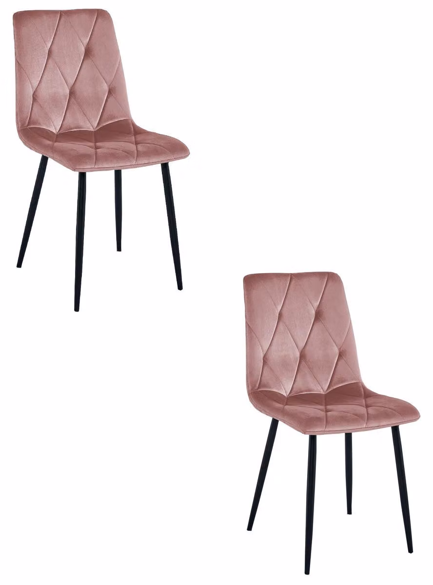 Set di 2 sedie Libra in velluto rosa antico e metallo nero