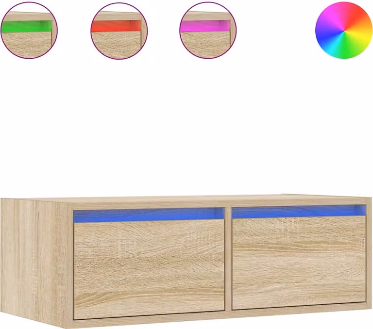 Mobile Porta TV con Luci LED Rovere Sonoma 75x35,5x25 cm
