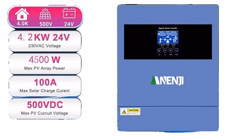 Inverter solari, onda sinusoidale pura, doppia capacità di uscita, ANJ-4000W-24V WIFI
