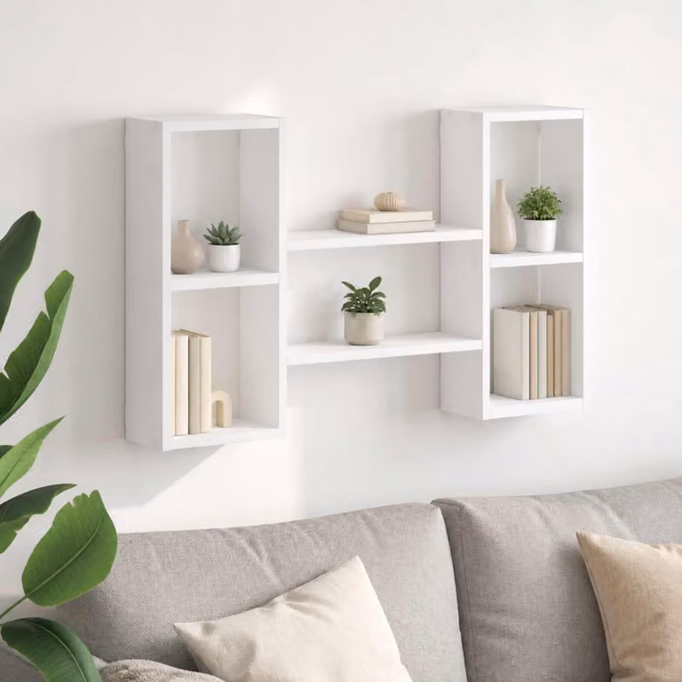 Scaffale da parete moderno vidaXL in legno ingegnerizzato bianco L: 102 cm, P: 17 cm, H: 59 cm