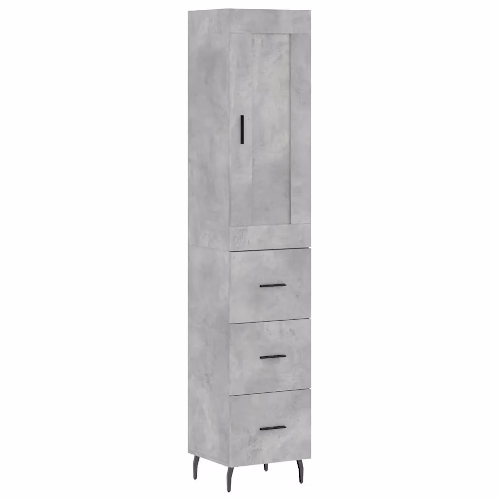 Credenza Buffet Design Mania Grigio Cemento in Legno e Metallo per Cucina e Sala da Pranzo L/P/H: 34,5 x 34 x 180 cm – 2
