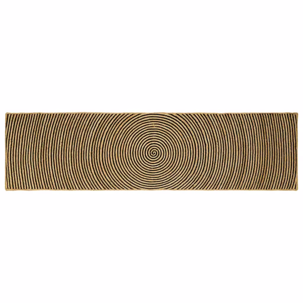 Tappeto da area moderno in juta vidaXL, nero e multicolore, L 300 x P 80 cm