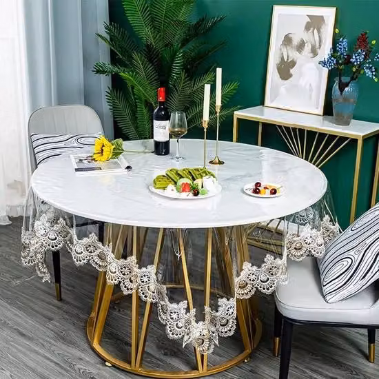 Tovaglia rettangolare trasparente in PVC con decorazione floreale, impermeabile e resistente alle macchie, L: 150 cm x P: 240 cm