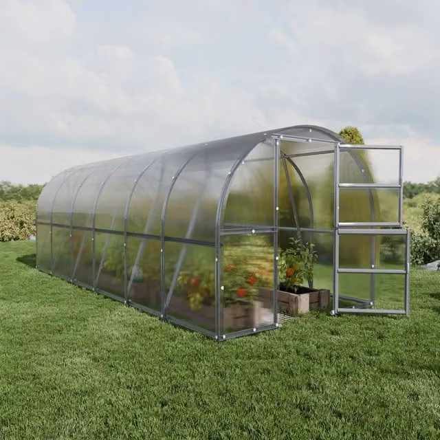 Serra da giardino KLASIKA BALTIC LT con rivestimento in policarbonato trasparente e struttura in acciaio zincato, L: 6 m, P: 3 m