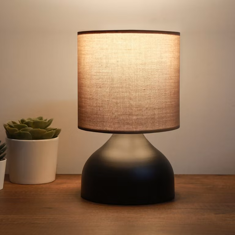 Opviq, lampada da tavolo di alta qualità interamente in metallo, colore visone, altezza 32 cm, paralume 22 x 14 cm, cavo da 150 cm, attacco E27, max 40 W | Design elegante per ogni ambiente.