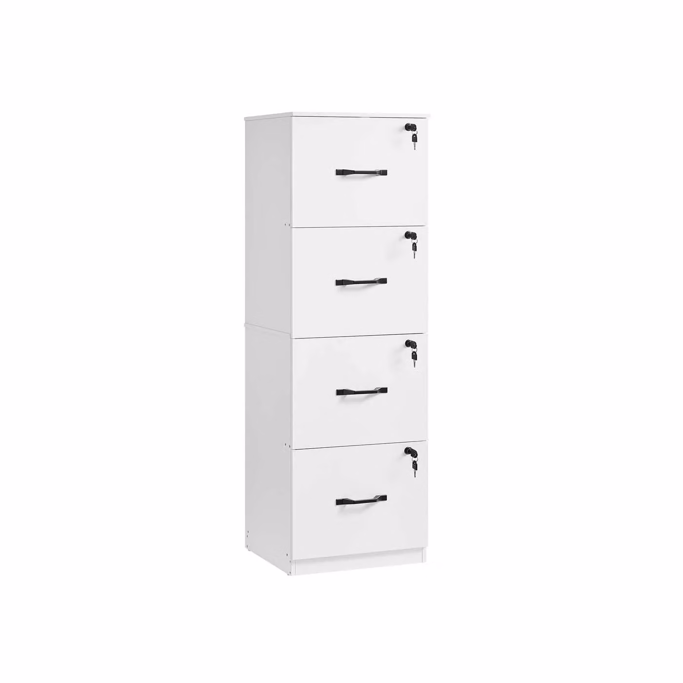 Cassettiera da ufficio con ruote serratura e supporto per stampante, Bianco Nuvola / 4 Cassetti (135,5H cm)