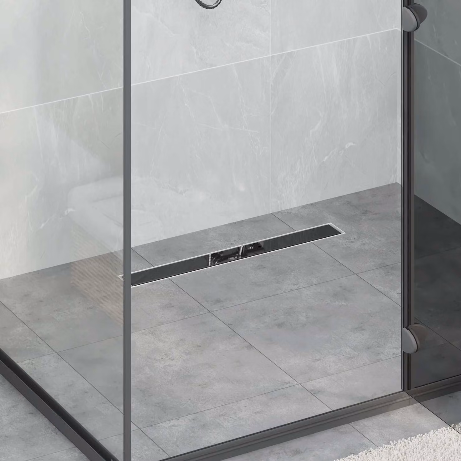 Scarico doccia vidaXL con copertura in vetro e sifone a 360 in acciaio inossidabile, colore argento o nero, 60 cm