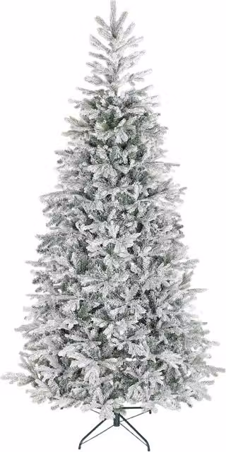 Albero di Natale Innevato XYLO Verde con Rami Realistici e Base in Metallo, Altezza: 210 cm