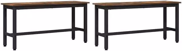 Set di 2 panchine da pranzo moderne in rovere fumè, L 100 x P 32,5 x H 48,5 cm