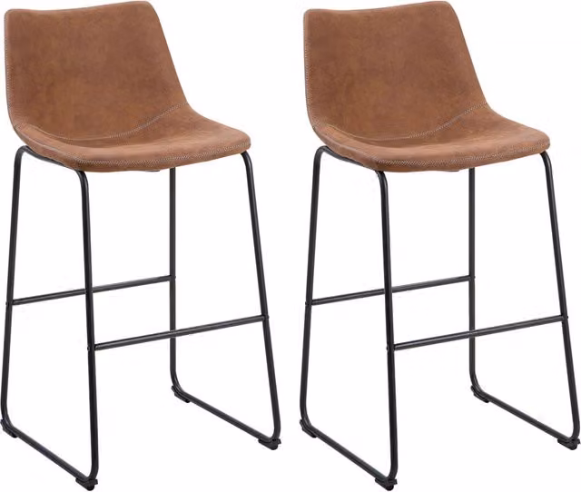 Set di 2 sgabelli da bar rivestimento in tessuto marrone gambe in metallo Nero poggiapiedi industriale