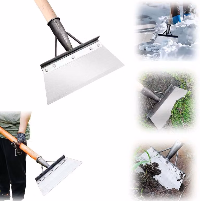 Pala per la pulizia, 27 cm - Multiuso - Pala da giardino - Controllo delle erbacce - Rimozione della neve - Acciaio inossidabile - Design resistente