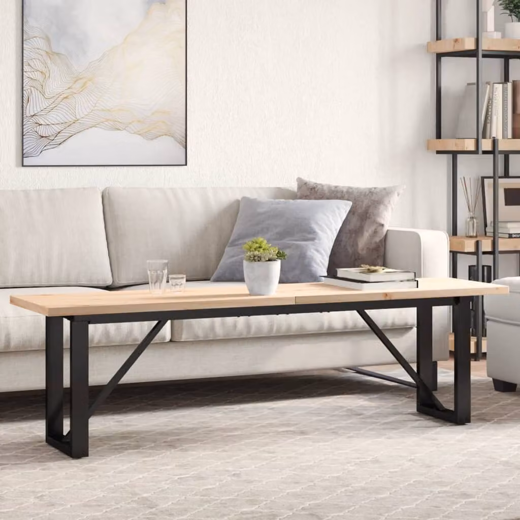 Maison Exclusive - Tavolino Salotto Telaio a O 160x40x45,5 cm Legno Pino e Acciaio