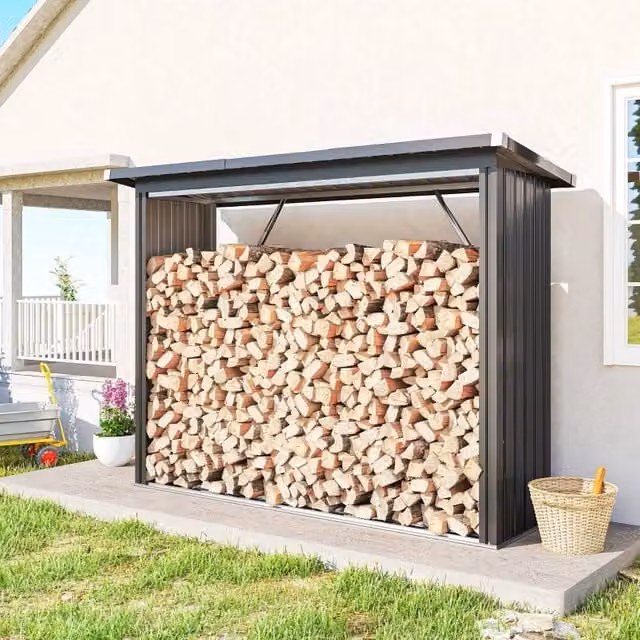 Portalegna da esterno REDOM in acciaio grigio antracite H: 213 cm, L: 66,5 cm, P: 150 cm – 1