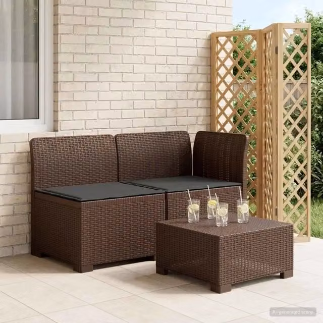 Divano da esterno-Divano da Giardino a 2 Posti con Cuscini Aspetto Rattan PP 111909