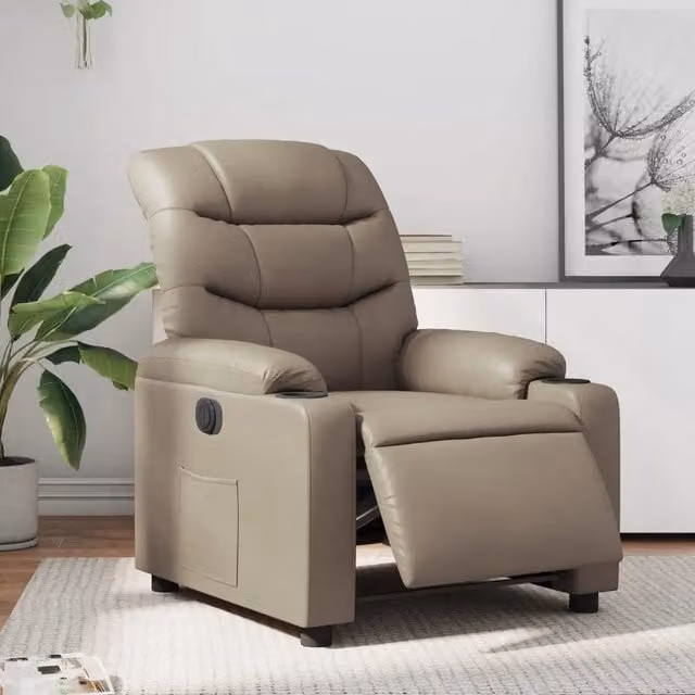 Divano Sedia-Poltrona Reclinabile Elettrica Cappuccino in Similpelle 659322