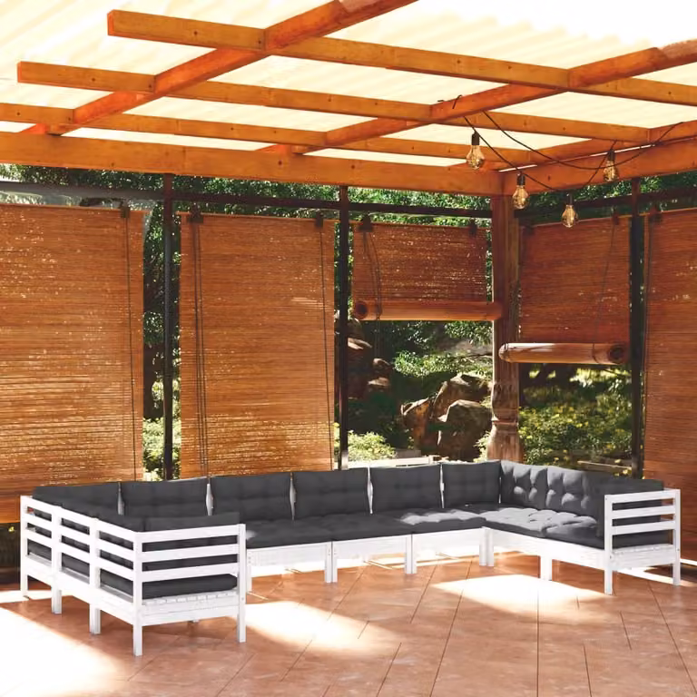 Maison Exclusive - Set Divani da Giardino 10 pz con Cuscini BiancLegno di Pino
