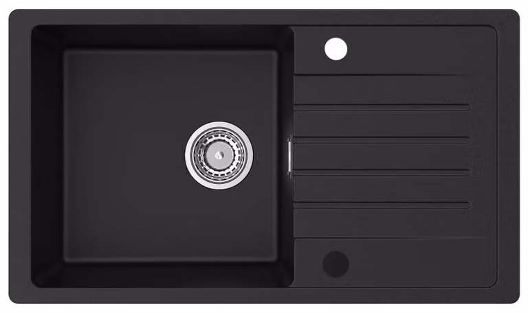 Lavello da cucina, forma rettangolare, installazione autonoma, colore nero