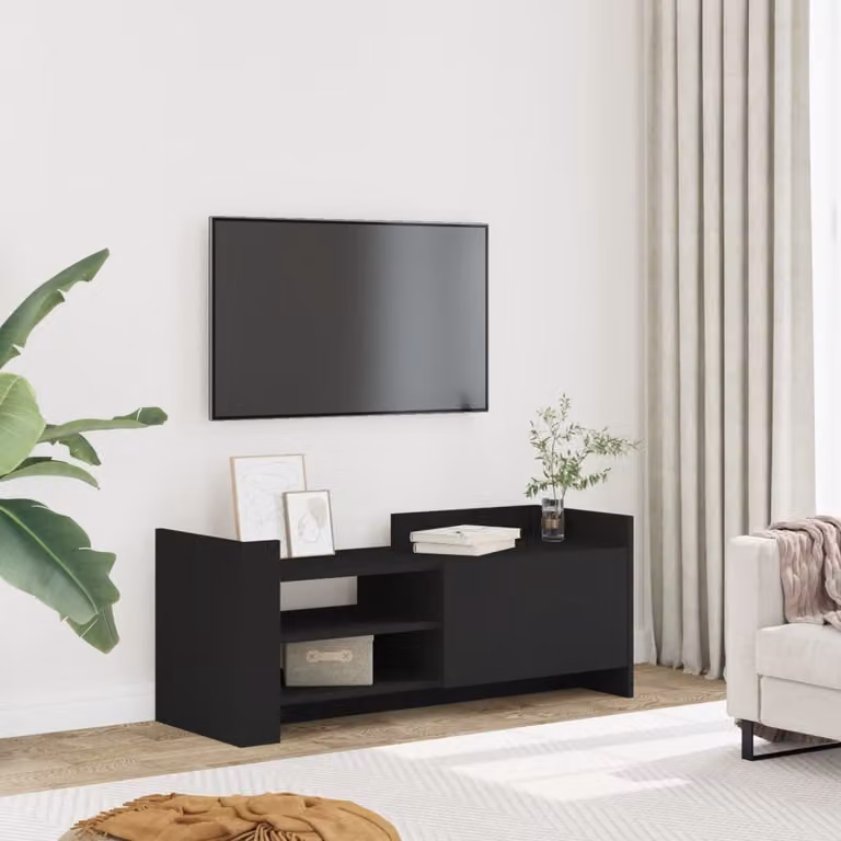 vidaXL Mobile Porta TV Nero in Legno e MDF L: 100 cm, P: 35 cm, H: 40 cm