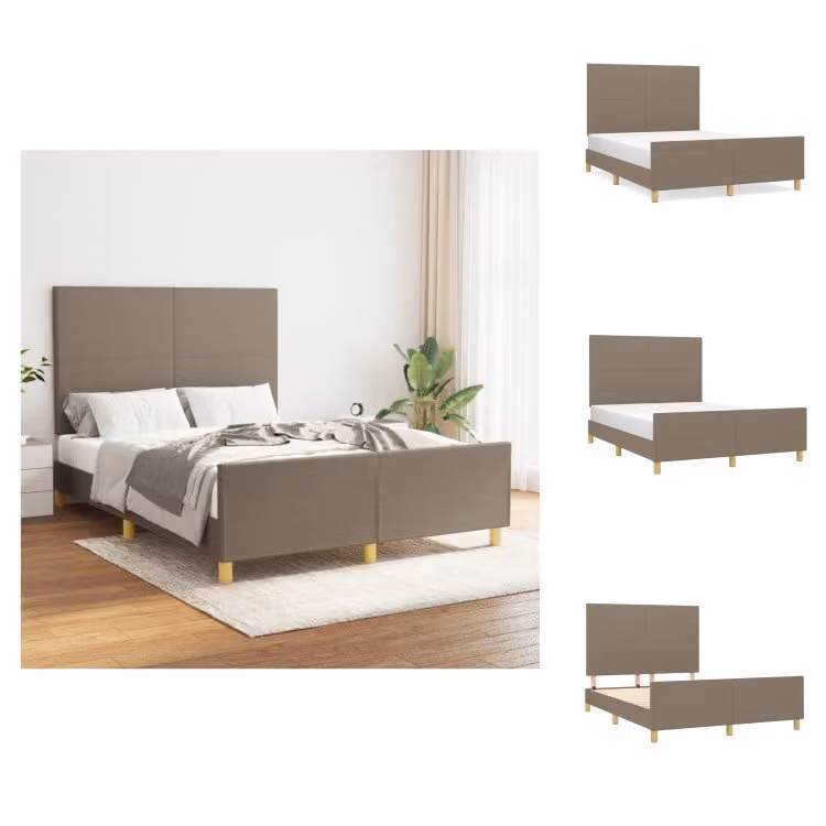 vidaXL Struttura letto con testiera in tessuto taupe 140x190 cm - Letti e strutture letto