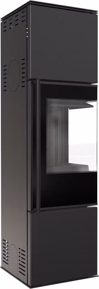 KRATKI REN M/P stufa a legna 7kW Ø150 Nero Set di montaggio Autochiudente