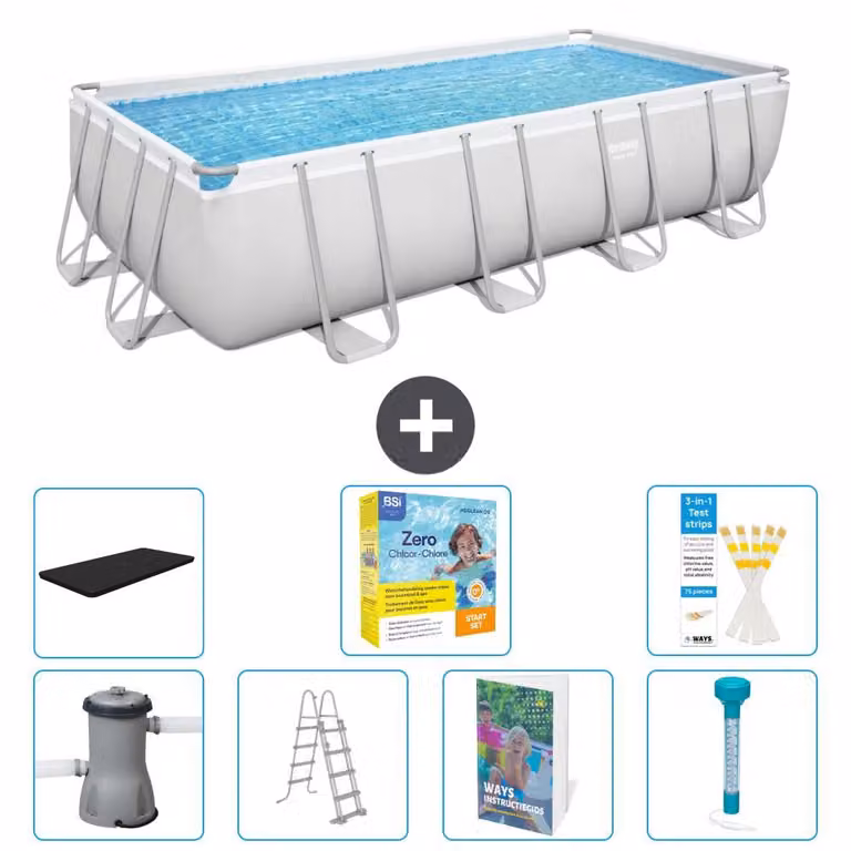 Bestway Power Steel, piscina rettangolare - 488x244x122 cm - composta da 6 parti, modello S532