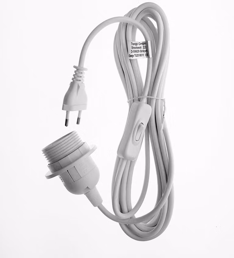 confezione di 3 portalampade E27 per lampade a sospensione con interruttore 5,00 m bianco