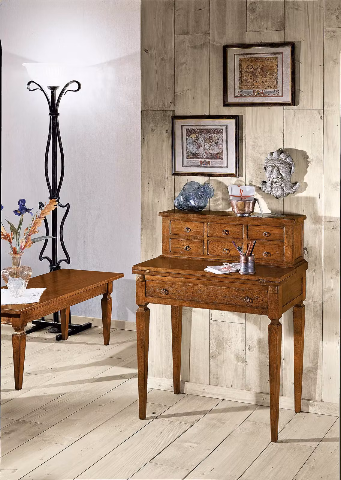 Scrivania a secretaire in legno Mobili 2G colore marrone L: 73 cm, P: 42 cm, H: 98 cm – 2