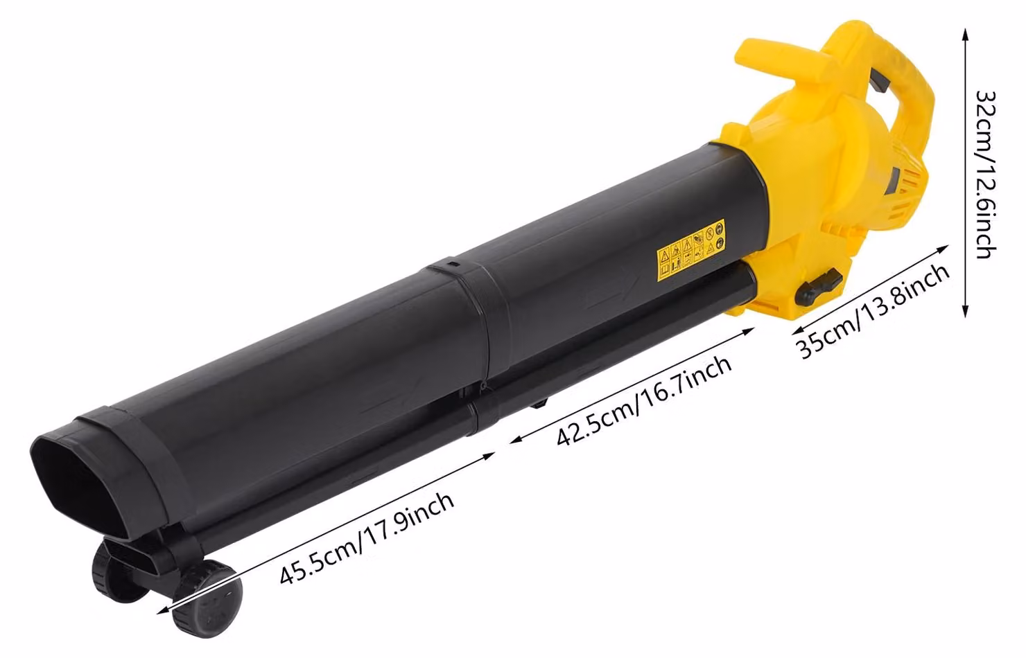 Soffiatore elettrico per foglie - 2-in-1 (soffiatore e aspirafoglie) - 3000 W - Con trituratore per foglie - 270 km/h - 466,15 CFM - Sacco di raccolta da 35 litri - Spina di tipo europeo