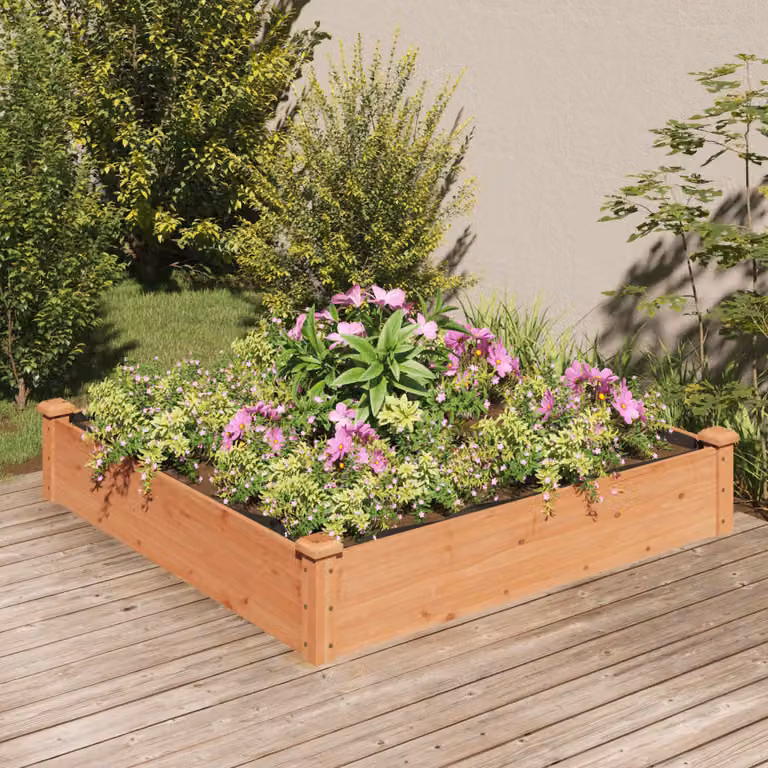 Fioriera da giardino rialzata vidaXL in legno di abete massello marrone L: 120 cm, P: 120 cm, H: 25 cm