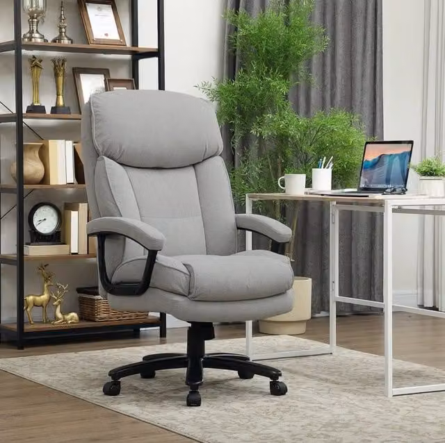 Sedia da ufficio ergonomica alta grigio chiaro, 200 kg, reclinabile
