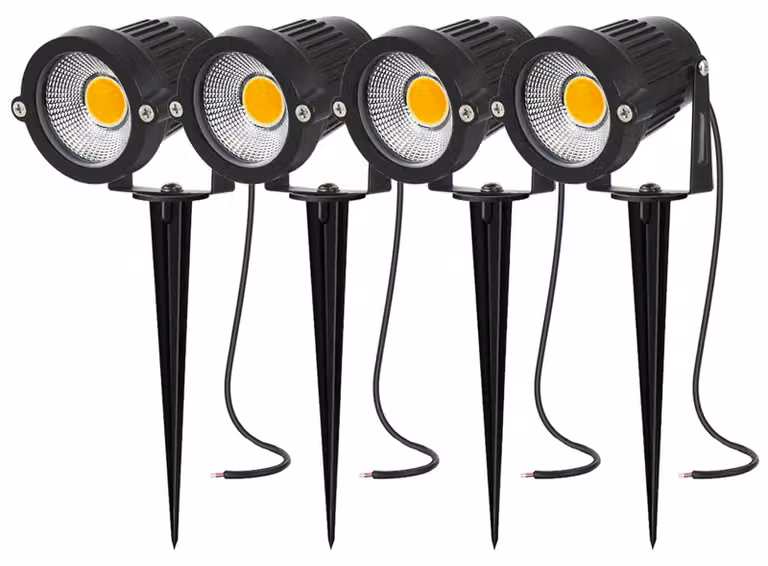 Fari da giardino a LED, 5W, 12V/24V, grado di protezione IP66, luce bianca calda, confezione da 4