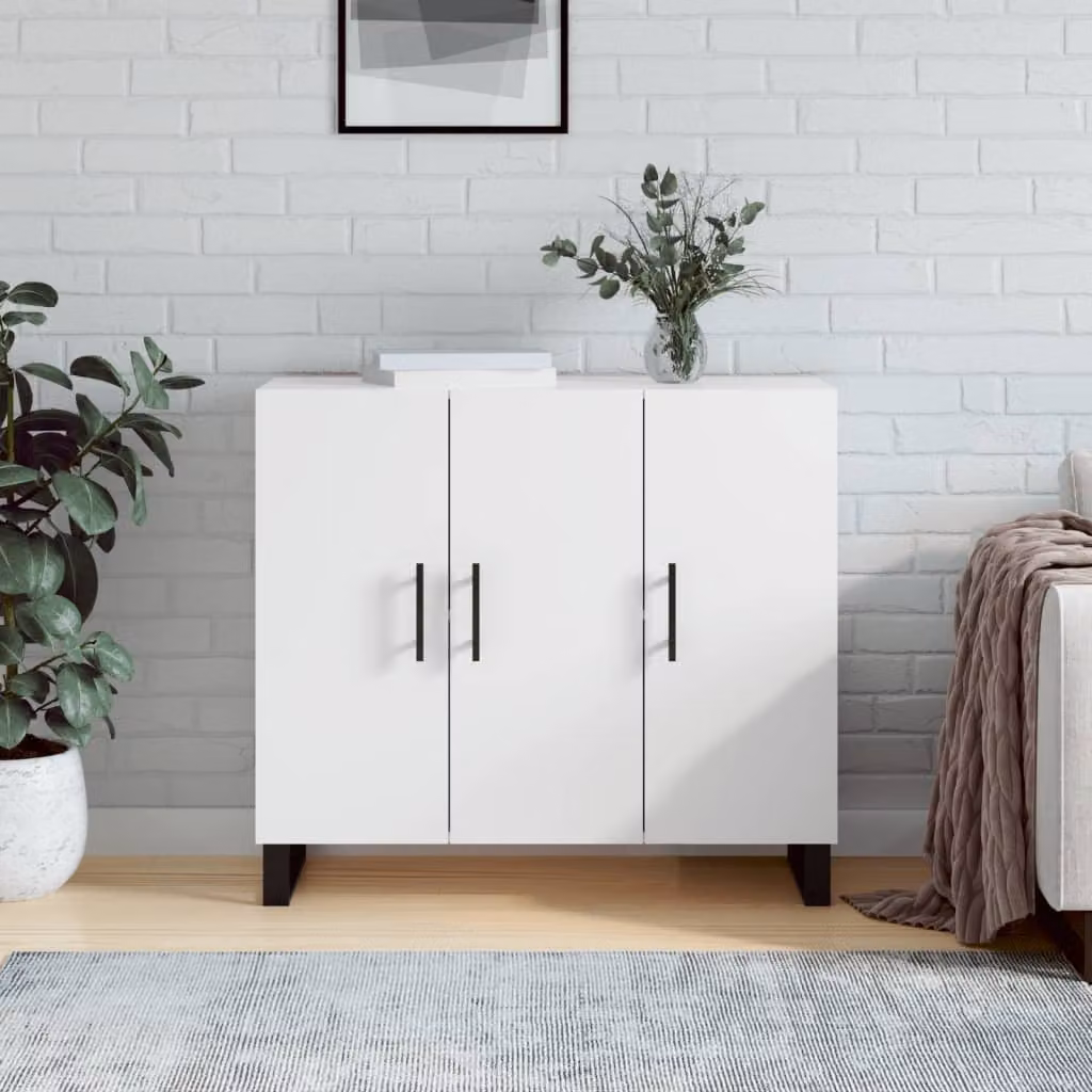Credenza moderna vidaXL in legno e metallo bianca L/P/H: 90 x 34 x 80 cm