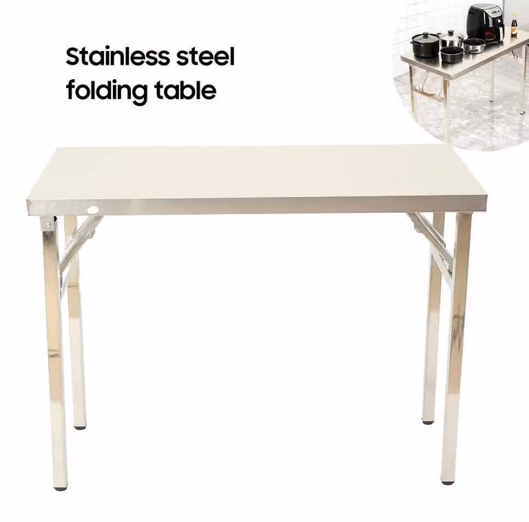 Tavolo pieghevole in acciaio inossidabile - Tavolo da lavoro per interni ed esterni - 100x50x75 cm - Capacità di carico: 100 kg - Struttura in metallo robusta - Portatile