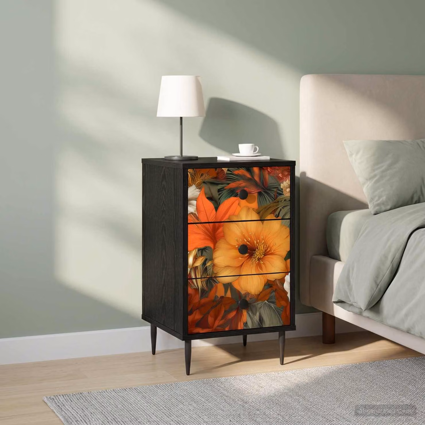 Set di 2 Armadi da Notte vidaXL GENNEP in Rovere Nero, L/P/H: 36 x 33 x 61 cm
