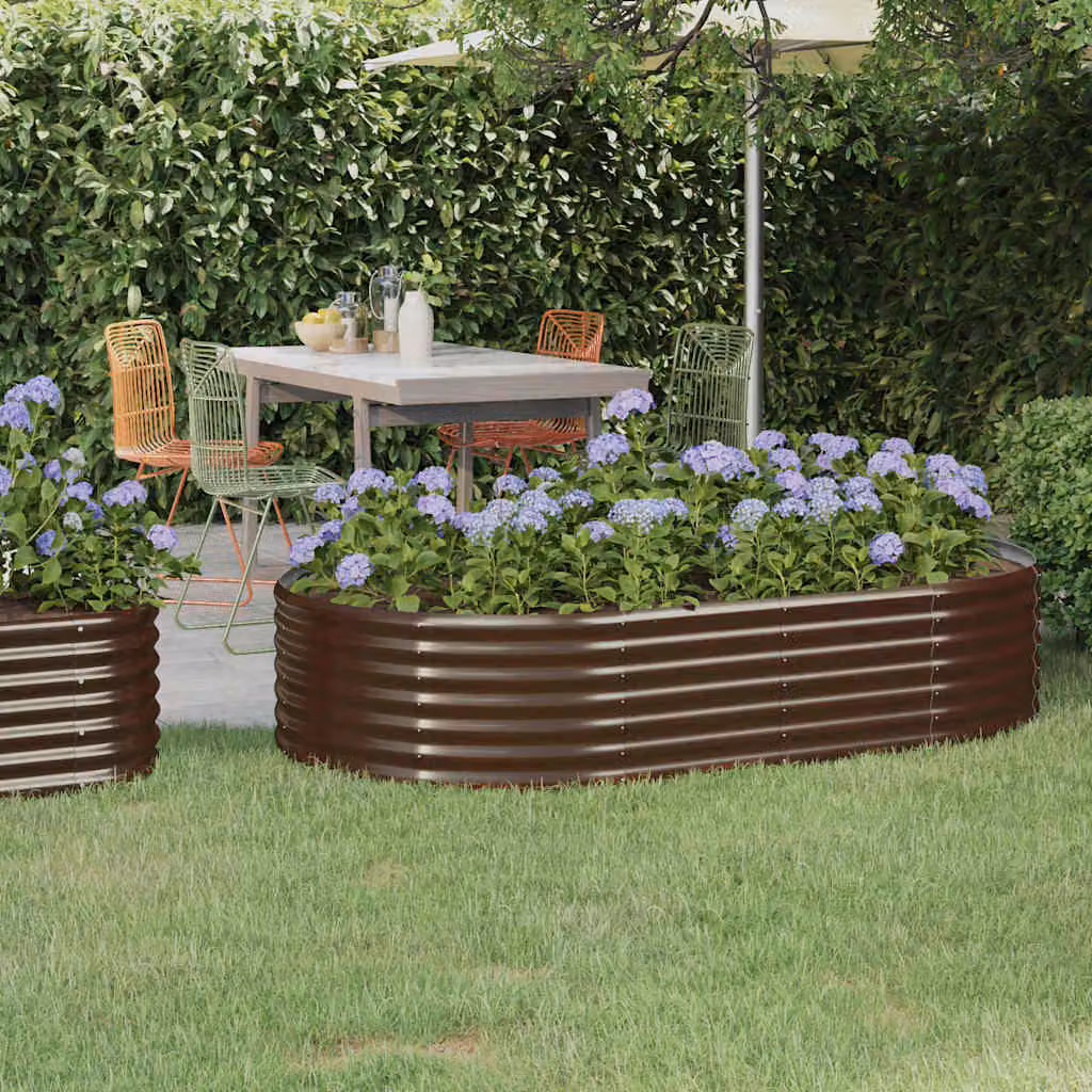 Letto rialzato da giardino vidaXL in acciaio zincato marrone L: 175 cm, P: 100 cm, H: 36 cm