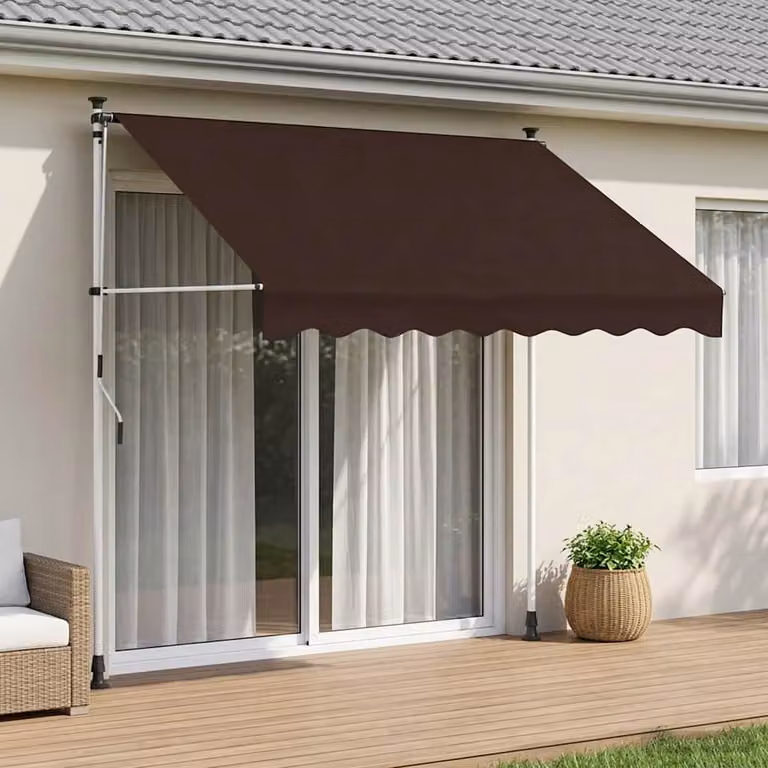Tenda retrattile manuale con bracci pieghevoli vidaXL in poliestere Marrone L: 300 cm, P: 100 cm