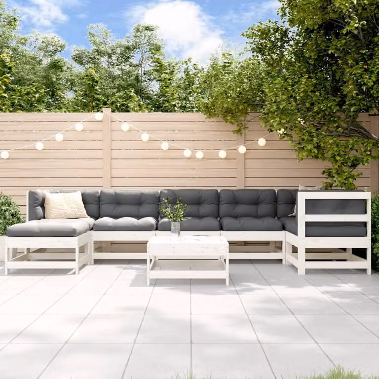 Maison Exclusive - Set Salotto da Giardino 8 pz in Legno Massello di Pino Bianco
