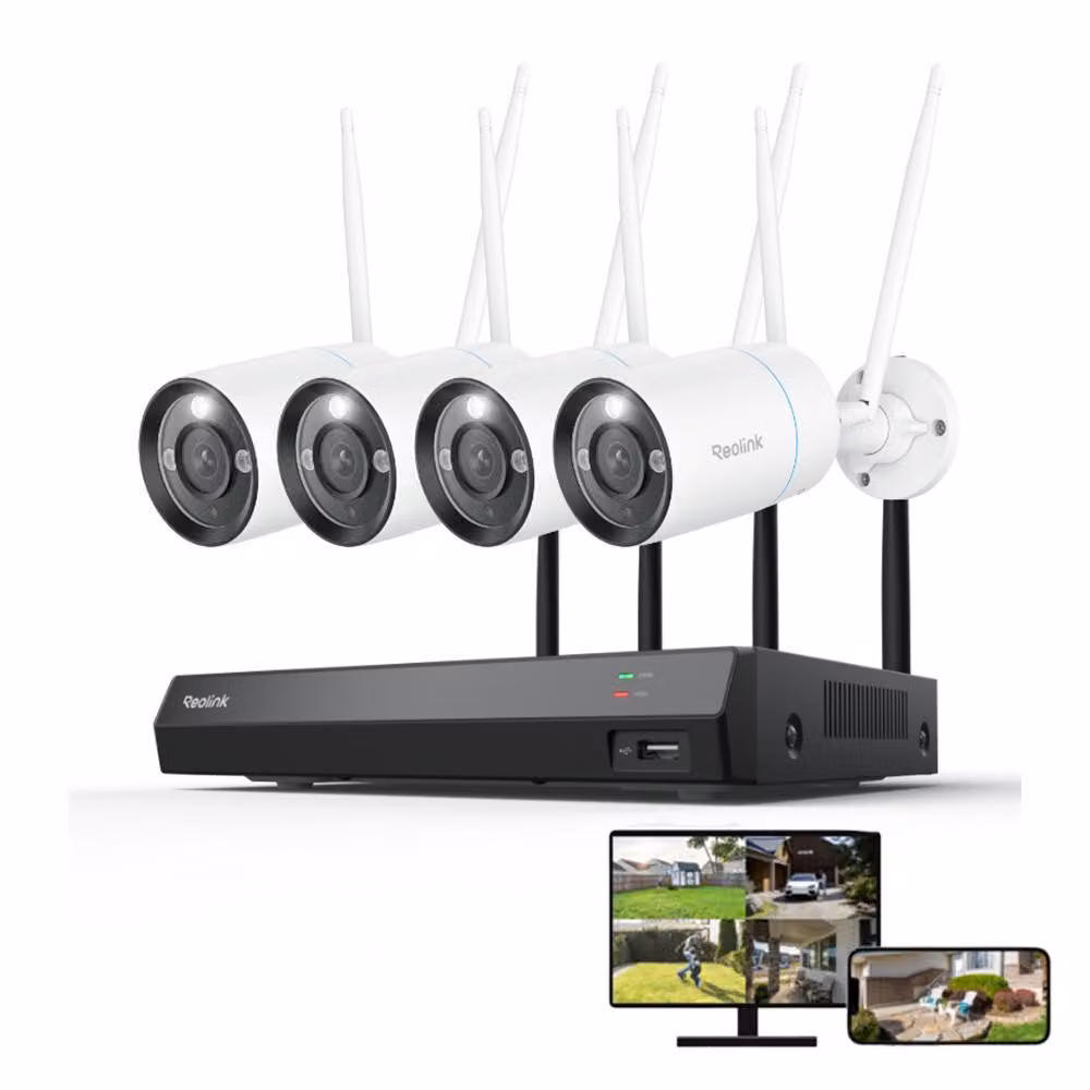 Sistema di sorveglianza WiFi per esterni Reolink 8MP, 4X 4K 8MP WiFi 6 telecamere di sorveglianza e 12CH 2TB WiFi NVR, rilevamento persone/veicoli/animali