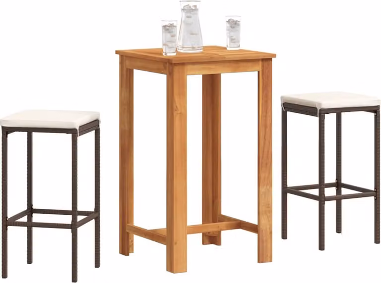 Maison Exclusive - Set Bar da Giardino 3 pz Marrone in Legno Acacia e Polyrattan