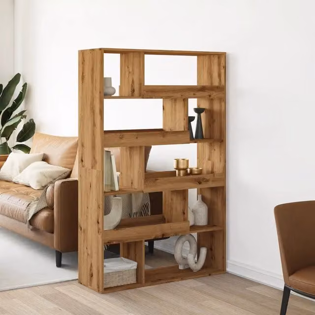 Libreria da parete vidaXL in MDF color rovere, L: 100 cm, P: 33 cm, H: 156,5 cm