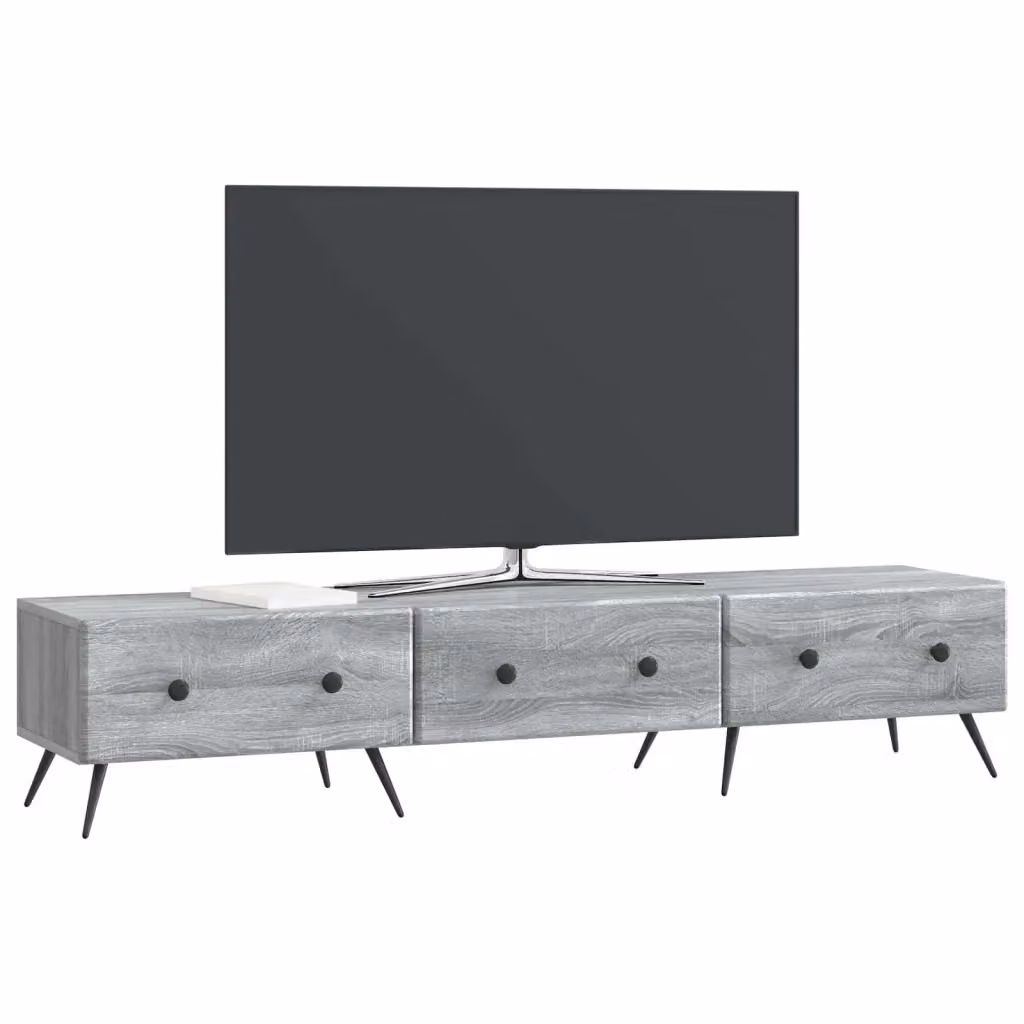 Mobile TV-Credenza Moderno Grigio Sonoma in Legno MDF L 147 x P 34,5 x H 30 cm – 2