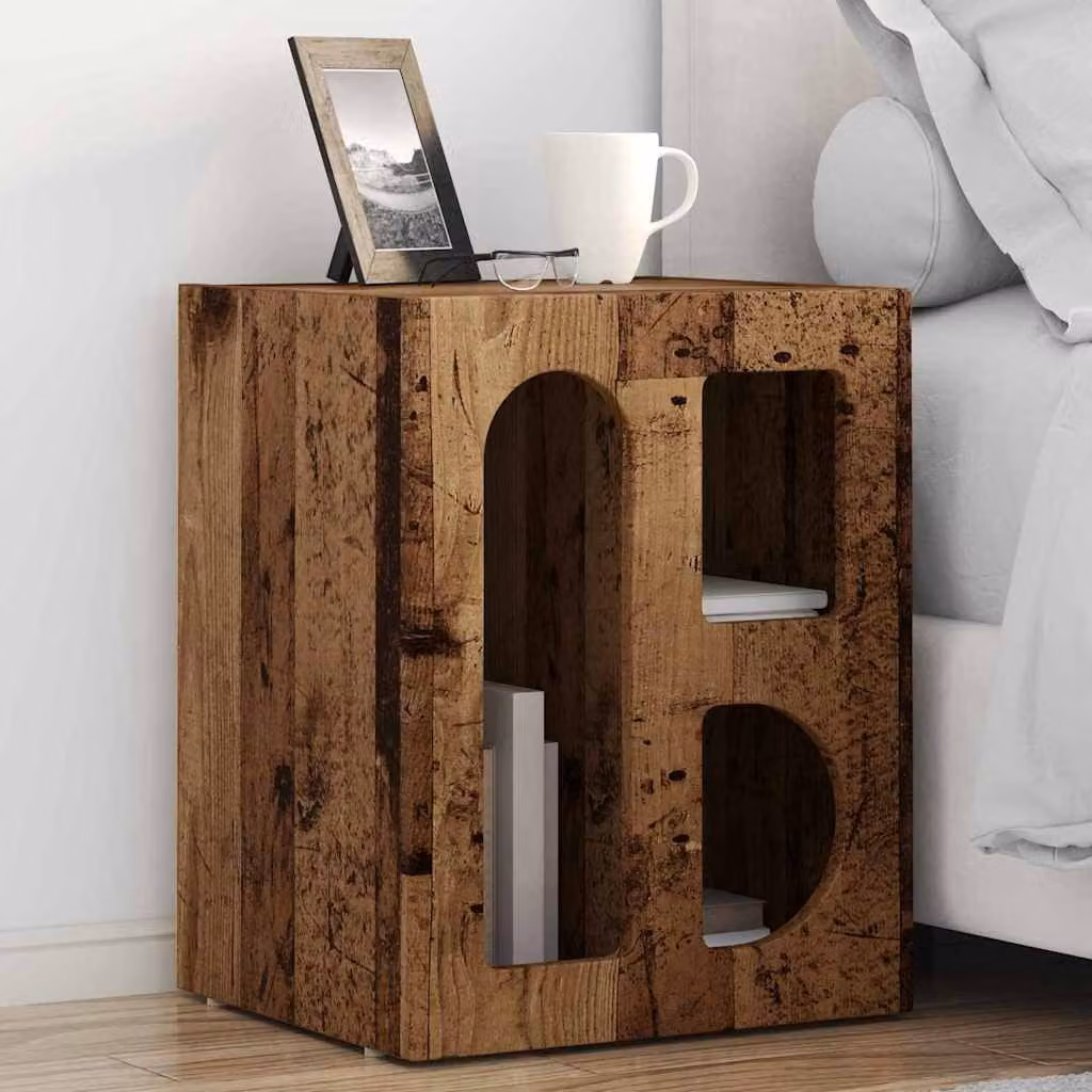 Set di 2 comodini vidaXL ELST in legno vecchio marrone per camera da letto L 40 cm x P 35 cm x H 50 cm